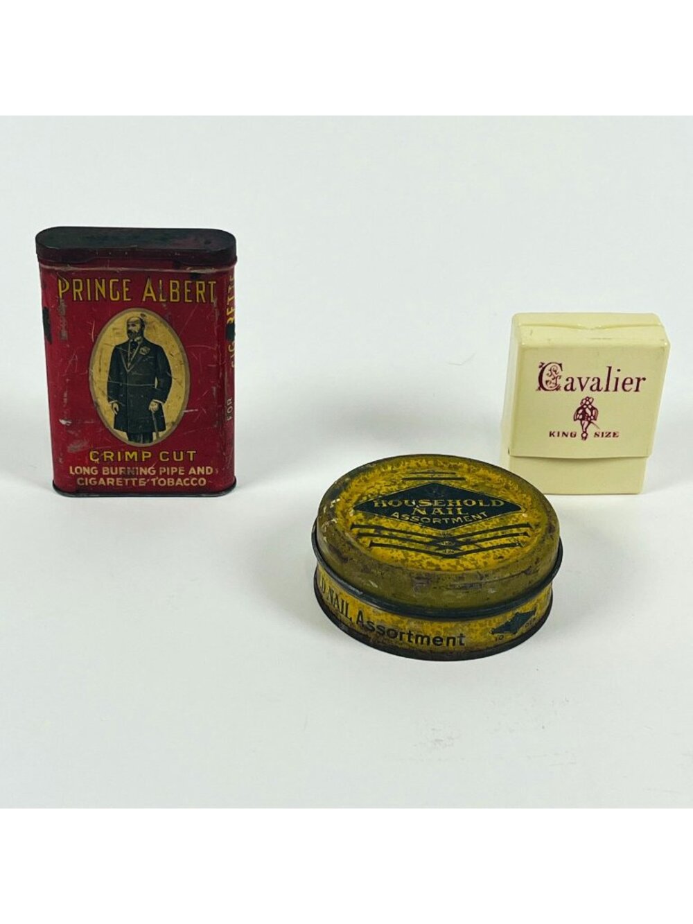 Vintage Tin Collection Prince Albert Tobacco Household Nails & Cavalier King Siz